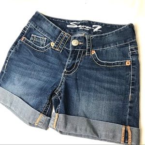 Denim Bermuda shorts CUFFED ROLLED STRETCHY JEAN SHORTS by Seven7 Never Worn! 2P